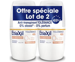 Etiaxil Dédorant Anti-Transpirant Tolérance 48 H Peaux Sensibles Roll-On 2 X50 ml
