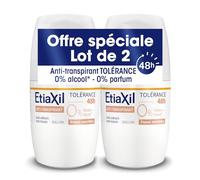 EtiAXIL - Desodorante antitranspirante tolerancia 48h - roll-on - 2x50 ml | Protección contra el sudor y los olores. Prueba dermatológicamente*- Piel sensible - Sin alcohol Antimanchas