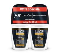 ETIAXIL MEN DEODORANT ROLL ON LOT DE 2X50ML | Protección antitranspirante 48h - Fórmula para hombre - Roll-on - Lote de 2 x 50 ml