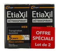 Etiaxil Men Détranspirant Transpiration Excessive Peaux Sensibles Roll-On 2x15ml