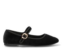 Etika Bailarinas de Punta Fina para Mujer, Zapato Plano Elegante con Múltiples Pulseras al Tobillo y Cierre de Hebilla, Acabado en Antelina, Modelo 63307 Negro - 40