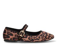 Etika Bailarinas de Punta Fina para Mujer, Zapato Plano Elegante con Múltiples Pulseras al Tobillo y Cierre de Hebilla, Acabado en Antelina, Modelo 63307 Leopardo - 37