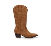 Etika Botas Altas Camperas para Mujer, Bota de Caña Alta (31cm) Estilo Cowboy con Bordados, Tacón Cubano de 5cm y Cremallera, Modelo 110540 Camel - 41