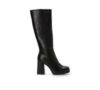 Etika Botas Altas de Tacón para Mujer, Bota de Caña Alta (39cm) con Tacón Ancho de 9cm y Cierre de Cremallera, Piel Sintética, Modelo 42414 Negro - 40