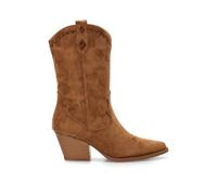 Etika Botas Camperas de Media Caña para Mujer, Bota de Estilo Cowboy con Tacón Cubano de 6,5cm, Acabado en Antelina y Cremallera, Modelo 110543 Camel - 39