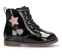 Etika Botas Militares de Plataforma para Niña, Botín con Estrella de Glitter y Corazón, Acabado Metalizado y Cierre de Cremallera, Modelo 10620 Negro - 32