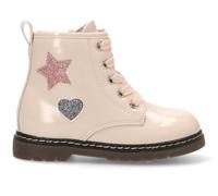 Etika Botas Militares de Plataforma para Niña, Botín con Estrella de Glitter y Corazón, Acabado Metalizado y Cierre de Cremallera, Modelo 10620 Beige - 35