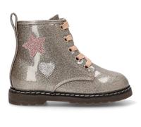 Etika Botas Militares de Plataforma para Niña, Botín con Estrella de Glitter y Corazón, Acabado Metalizado y Cierre de Cremallera, Modelo 10620 Rosa - 35