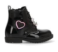 Etika Botas Militares para Niña, Botines de Charol con Plataforma, Detalle de Corazón y Cierre de Cremallera, Suela Track, Modelo 10619 Negro - 33