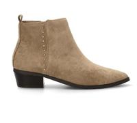 Etika Botines Camperos de Tacón Bajo para Mujer, Bota Estilo Cowboy con Tachuelas y Tacón Cubano de 4cm, Cierre con Cremallera, Modelo 110551 Taupe - 38