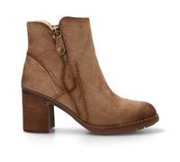 Etika Botines Camperos de Tacón para Mujer, Bota Estilo Cowboy con Tacón Ancho Efecto Madera de 7,5cm y Cremallera, Modelo 11039 Taupe - 40
