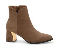Etika Botines de Tacón Ancho para Mujer, Botín Elegante de Punta Almendrada con Detalle Metálico en el Tacón de 6cm, Cierre con Cremallera, Modelo 32019 Kakhi - 41