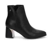Etika Botines de Tacón Ancho para Mujer, Botín Elegante de Punta Almendrada con Detalle Metálico en el Tacón de 6cm, Cierre con Cremallera, Modelo 32019 Negro - 37