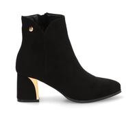 Etika Botines de Tacón Ancho para Mujer, Botín Elegante de Punta Almendrada con Detalle Metálico en el Tacón de 6cm, Cierre con Cremallera, Modelo 32019-38