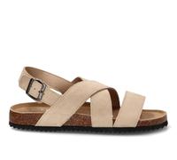 Etika Sandalias Bio de Piel para Hombre, Calzado Plano con Tiras Cruzadas y Planta Anatómica Efecto Corcho, Suela Dentada, 812146 Beige - 45