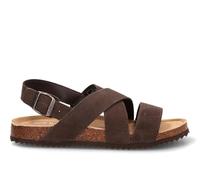Etika Sandalias Bio de Piel para Hombre, Calzado Plano con Tiras Cruzadas y Planta Anatómica Efecto Corcho, Suela Dentada, 812146 Chocolate - 41