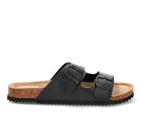 Etika Sandalias Bio Hombre Cuero, Calzado Plano, Zapatos Casual Doble Hebilla, 41012 Negro Piso Negro - 43