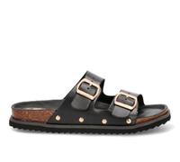 Etika Sandalias Bio Mujer, Calzado Plano Planta Anatómica, Zapatos Casual Doble Hebilla Tachuelas, Modelo 10096 Negro - 41