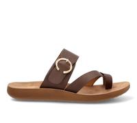 Etika Sandalias Planas para Mujer con Tiras Combinadas y Hebilla Circular, Calzado de Verano con Suela Anatómica de Gran Confort, 812107 Marron - 40