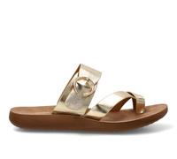 Etika Sandalias Planas para Mujer con Tiras Combinadas y Hebilla Circular, Calzado de Verano con Suela Anatómica de Gran Confort, 812107 Oro - 36