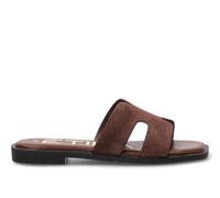 Etika Sandalias Planas Tipo Pala para Mujer, Elegantes Zapatos Abiertos con Diseño de Corte Geométrico, Mules Ligeros de Verano, 812041 Chocolate - 41