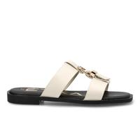 Etika Sandalias Planas Tipo Pala para Mujer, Elegantes Zapatos Abiertos con Punta Cuadrada y Detalle Metálico Central, Modelo 10107 Hielo - 39