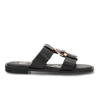 Etika Sandalias Planas Tipo Pala para Mujer, Elegantes Zapatos Abiertos con Punta Cuadrada y Detalle Metálico Central, Modelo 10107 Negro - 37