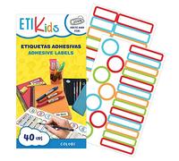 ETIKIDS 40 Etiquetas adhesivas laminadas personalizables multiusos (color) para la guardería y colegio.