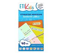 ETIKIDS 40 Etiquetas adhesivas laminadas personalizables multiusos, con iconos de animales (Funny Animales)