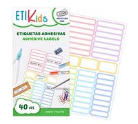 ETIKIDS 40 Etiquetas adhesivas, laminadas personalizables multiusos (Formas)