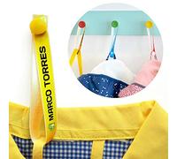 ETIKIDS 6 Cintas para Colgar Ropa sin Coser. Colgadores Personalizados con Nombre para Colgar Chaquetas y Batas de los niños en el Cole y guardería. Etiquetas de Tela
