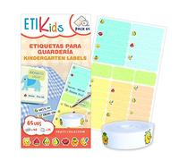 ETIKIDS PACK FUNNY: 40 Etiquetas Adhesivas + 25 Etiquetas de Tela Termoadhesivas (Frutas)