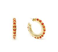 Shabama Etiopia Rojo 2 cm Pendientes #Oro Brillo
