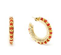 Shabama Etiopia Rojo 2 cm Pendientes #Oro Brillo