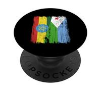 Etiopía Yibuti Media Bandera Orgullo Etiope Yibutiano PopSockets PopGrip Adhesivo