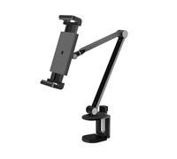 ETIPIK Soporte Ergonómico para Smartphone y Tablet (hasta 13”), Brazo Articulado con 3 Puntos de Rotación, Sujeción Tipo C para Escritorio o Estantería, Aleación de Aluminio, Negro, ARKON Flex