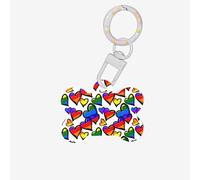 Etiqueta acrílica de doble cara con diseño de corazones del orgullo gay con estampado de corazones de arcoíris con llavero para decoración de manualidades de mascotas
