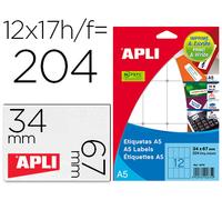 APLI 1861 - Etiquetas A5 blancas 12,0 x 30,0 mm 15 hojas