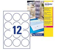 Etiqueta adhesiva avery brillante invisible redonda para impresora laser 60 mm caja de 120