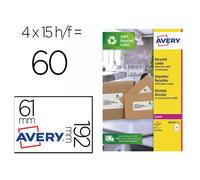 Etiqueta Adhesiva Avery Papel Blanco Reciclado Para Archivador 192X61 Mm Laser Pack De 400 Etiquetas