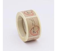 Etiqueta adhesiva Sant Jordi “Fet amb…” i dibuix cor 50x30mm