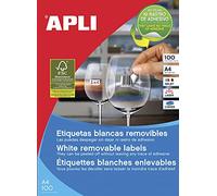 ETIQUETA ADHESIVAS APLI 10197 TAMAÑO 17,8X10 MM REMOVIBLE PARA FOTOCOPIADORA LASER INK-JET CAJA 25 HOJAS CON