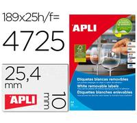 ETIQUETA ADHESIVAS APLI 10198 TAMAÑO 25,4X10 MM REMOVIBLE PARA FOTOCOPIADORA LASER INK-JET CAJA 25 HOJAS CON