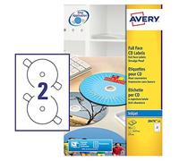 Etiqueta de CD Avery 117 mm White White 25 Vel 2 Etiquetas por hoja Embalaje: 25