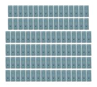 Etiqueta de cuero de PU hecha a mano, accesorios de decoración de costura DIY para billetera, sombrero, bolsa, tela, 100 Uds., etiquetas útiles suaves de con 4 agujeros, 2x5cm (Azul)