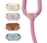 Etiqueta de Cuero Personalizada para Estetoscopio - Dije de Identificación con Nombre Grabado - Regalos de Navidad y cumpleaños para enfermeras, médicos y estudiantes de medicina (Cuero)