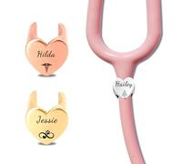 Etiqueta de Cuero Personalizada para Estetoscopio - Dije de Identificación con Nombre Grabado - Regalos de Navidad y cumpleaños para enfermeras, médicos y estudiantes de medicina (Amor)