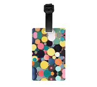 Etiqueta de equipaje con diseño abstracto de círculos con pulsera negra desmontable de 17,5 cm de largo para una fácil identificación del equipaje