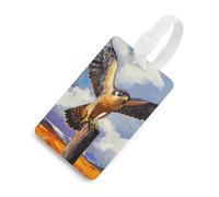 Etiqueta de equipaje con diseño de halcón peregrino para maletas de viaje, etiquetas de identificación de equipaje, estilo blanco