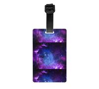Etiqueta de equipaje con estampado de galaxia azul con impresión UV vibrante de PVC para maleta, accesorio artístico de viaje, regalo de graduación